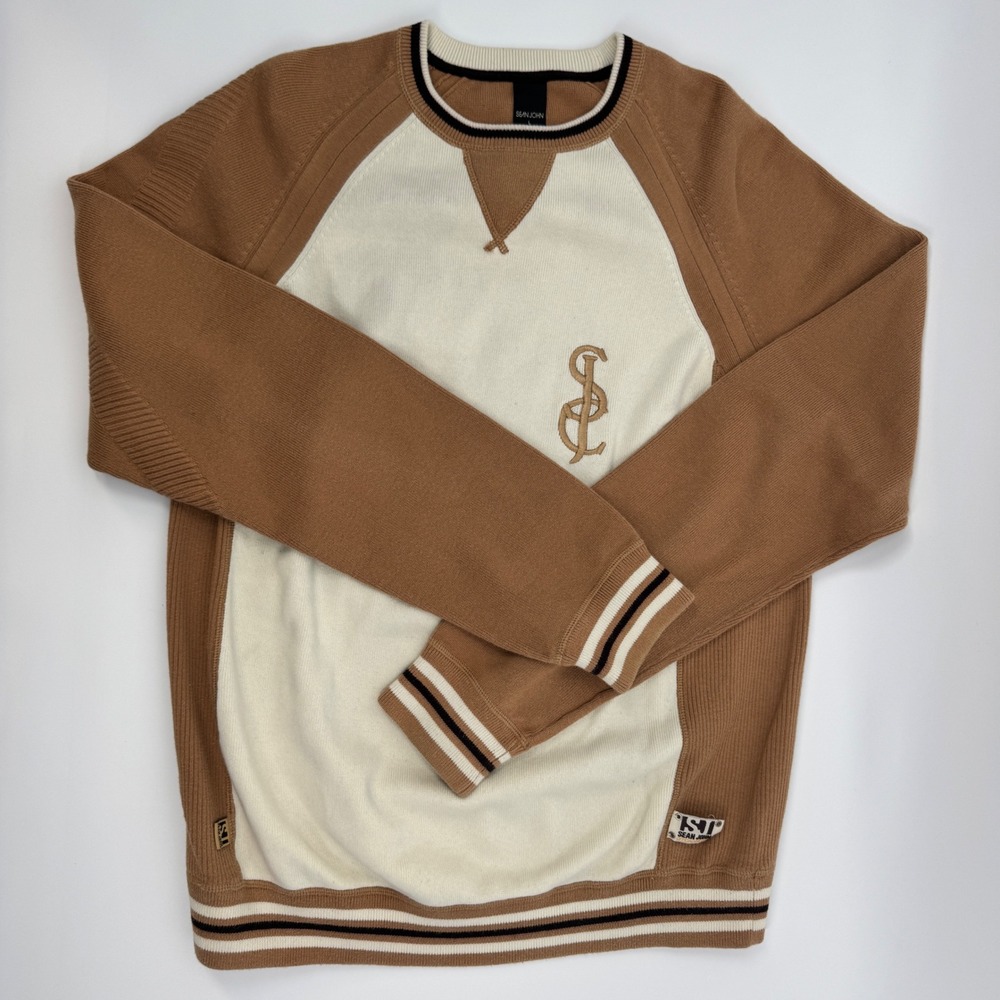 Vintage 90's Sean John Knit Crewneck Embroidered Logo‎ Cotton Mens Sweater Large